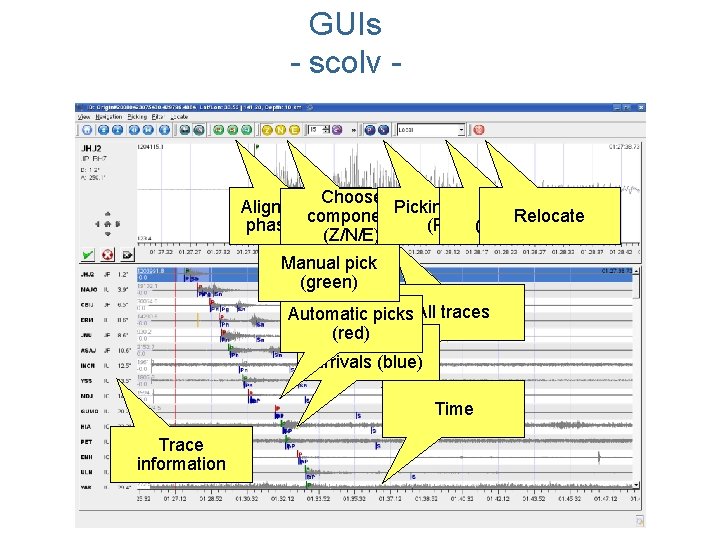 GUIs - scolv - Choose Align traces by Picking mode Filter Relocate component phase