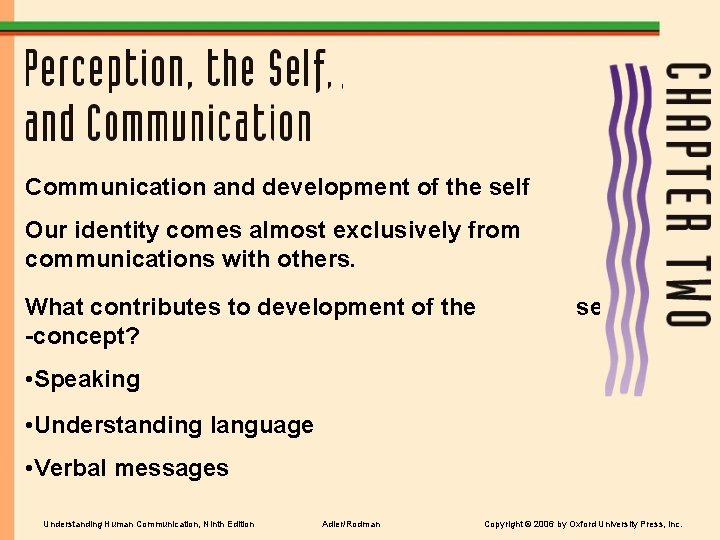Communication and development of the self Our identity comes almost exclusively from communications with