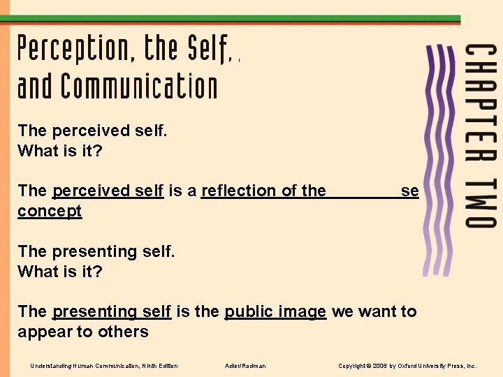 The perceived self. What is it? The perceived self is a reflection of the