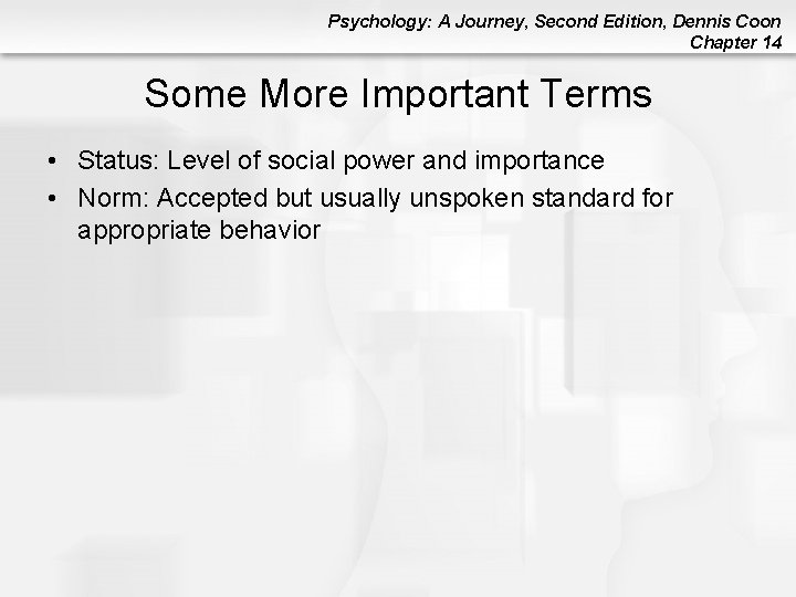 Psychology: A Journey, Second Edition, Dennis Coon Chapter 14 Some More Important Terms • Psychology: A Journey, Second Edition, Dennis Coon Chapter 14 Some More Important Terms •