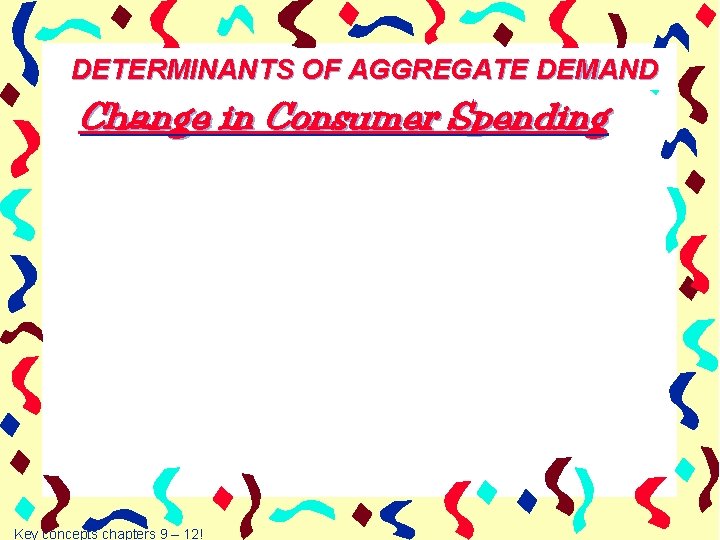 DETERMINANTS OF AGGREGATE DEMAND Change in Consumer Spending Key concepts chapters 9 – 12!