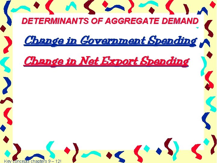 DETERMINANTS OF AGGREGATE DEMAND Change in Government Spending Change in Net Export Spending Key