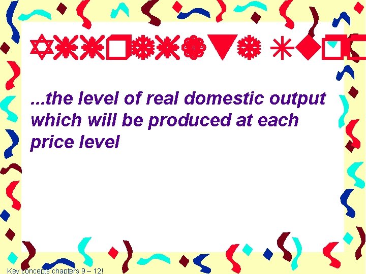 Aggregate Supp. . . the level of real domestic output which will be produced