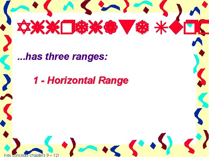 Aggregate Supp. . . has three ranges: 1 - Horizontal Range Key concepts chapters