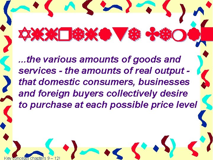 Aggregate Deman. . . the various amounts of goods and services - the amounts