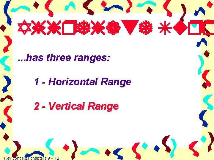 Aggregate Supp. . . has three ranges: 1 - Horizontal Range 2 - Vertical