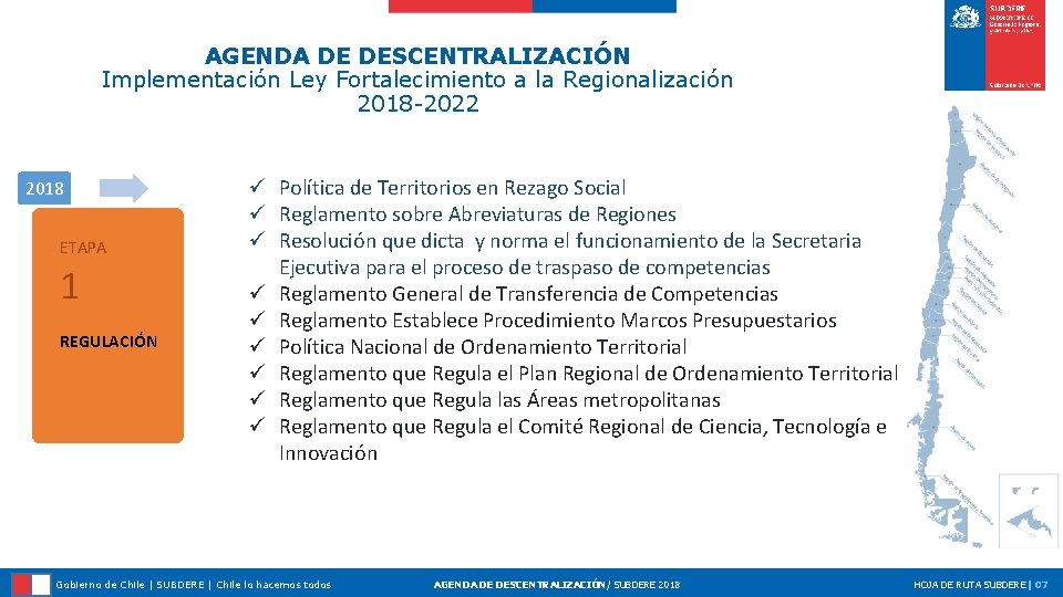 AGENDA DE DESCENTRALIZACIÓN Implementación Ley Fortalecimiento a la Regionalización 2018 -2022 REGULACIÓN 2 Gobierno