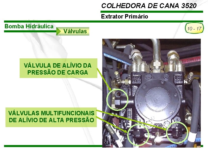 COLHEDORA DE CANA 3520 Extrator Primário Bomba Hidráulica Válvulas VÁLVULA DE ALÍVIO DA PRESSÃO COLHEDORA DE CANA 3520 Extrator Primário Bomba Hidráulica Válvulas VÁLVULA DE ALÍVIO DA PRESSÃO