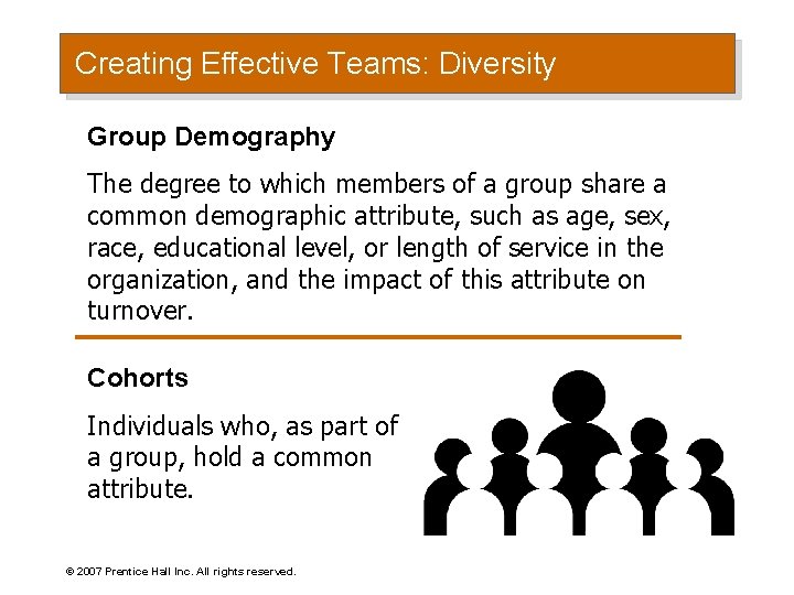 Creating Effective Teams: Diversity Group Demography The degree to which members of a group