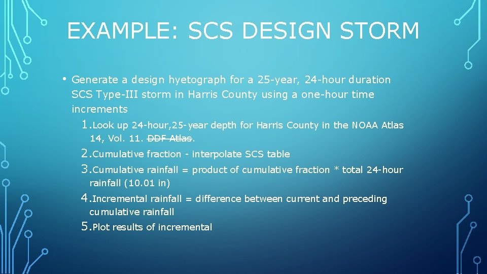 EXAMPLE: SCS DESIGN STORM • Generate a design hyetograph for a 25 -year, 24