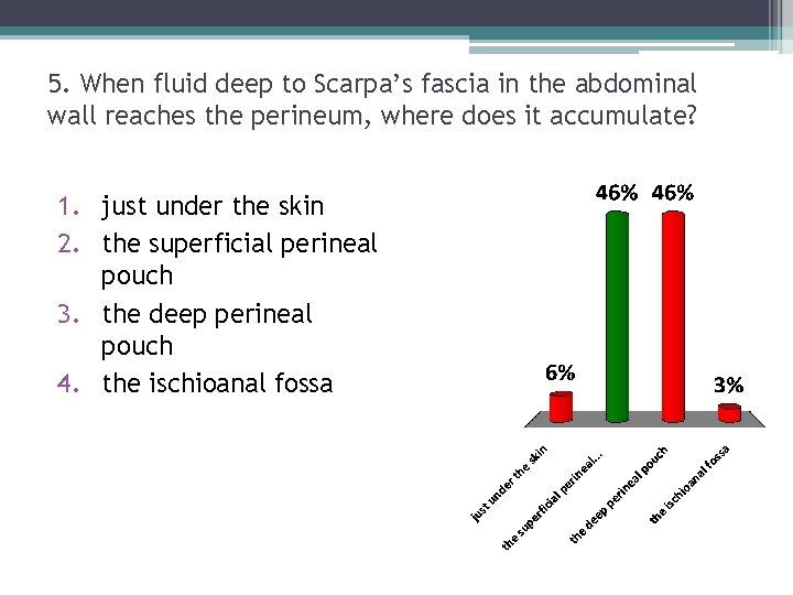 5. When fluid deep to Scarpa’s fascia in the abdominal wall reaches the perineum, 5. When fluid deep to Scarpa’s fascia in the abdominal wall reaches the perineum,