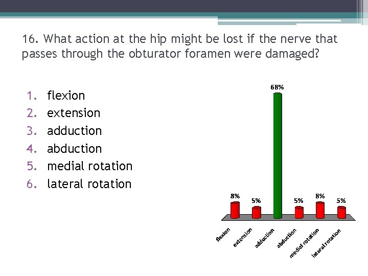 16. What action at the hip might be lost if the nerve that passes 16. What action at the hip might be lost if the nerve that passes