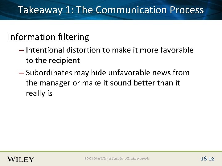 Place Slide Title Text. Communication Here Takeaway 1: The Process Information filtering – Intentional