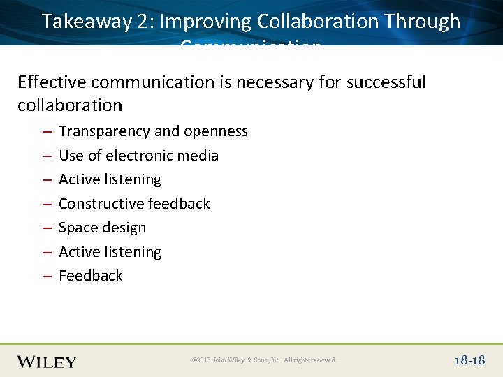 Takeaway 2: Improving Collaboration Through Place Slide Title Text Here Communication Effective communication is