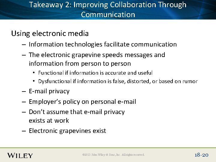 Takeaway 2: Improving Collaboration Through Place Slide Title Text Here Communication Using electronic media