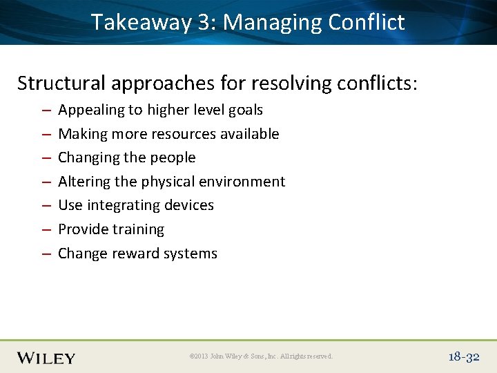 Place Slide Title Text Here Takeaway 3: Managing Conflict Structural approaches for resolving conflicts: