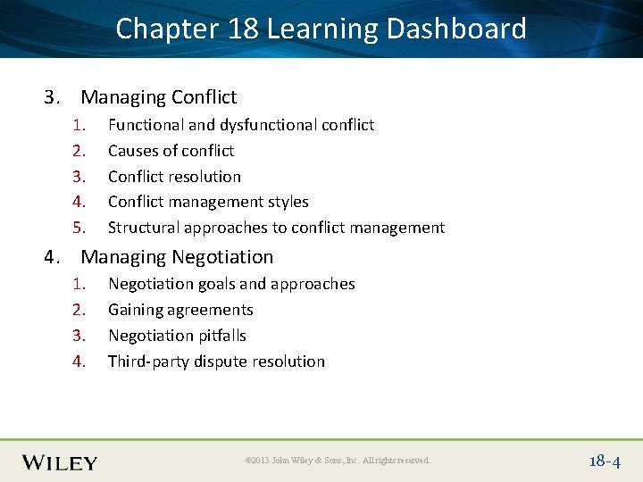Place Slide Title 18 Text Here Dashboard Chapter Learning 3. Managing Conflict 1. 2.