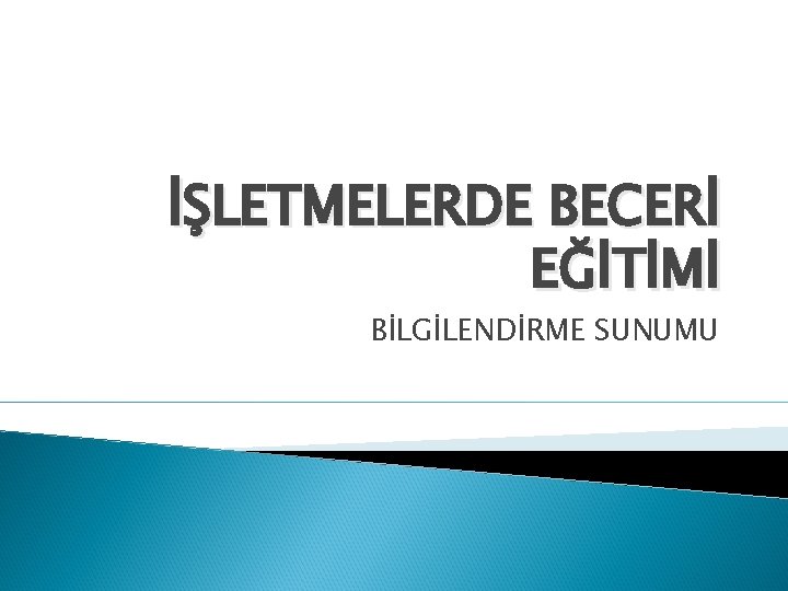 İŞLETMELERDE BECERİ EĞİTİMİ BİLGİLENDİRME SUNUMU 