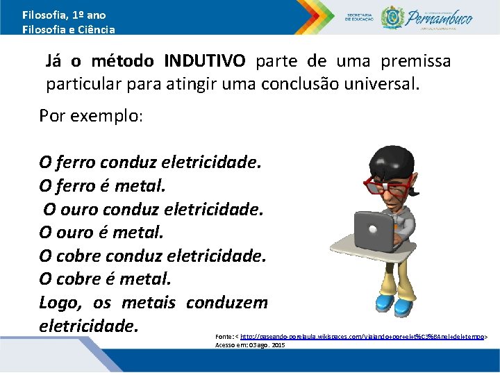 Filosofia, 1º ano Filosofia e Ciência Já o método INDUTIVO parte de uma premissa