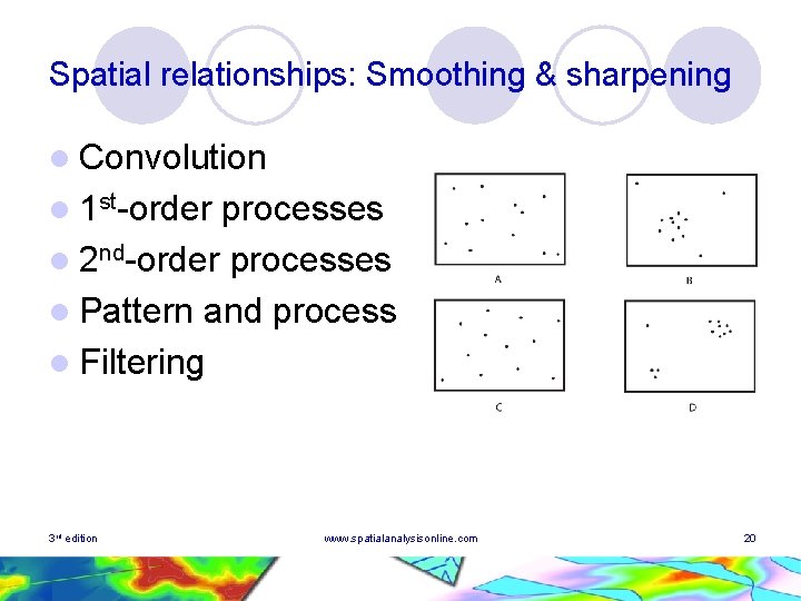 Spatial relationships: Smoothing & sharpening l Convolution l 1 st-order processes l 2 nd-order