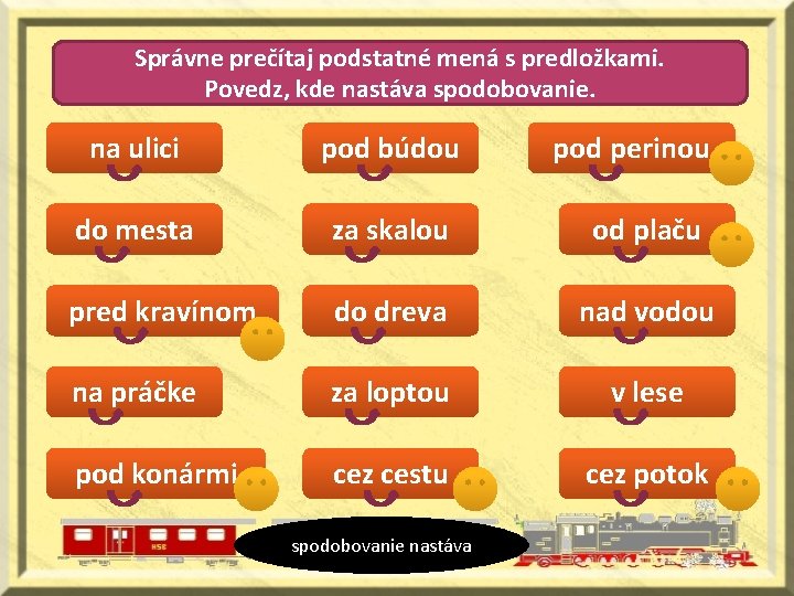 Správne prečítaj podstatné mená s predložkami. Povedz, kde nastáva spodobovanie. na ulici pod búdou