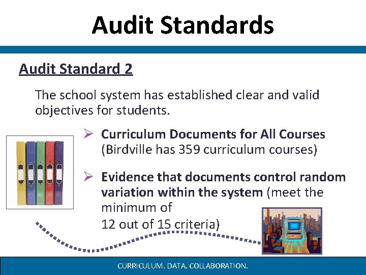 Audit Standards Audit Standard 2 The school system has established clear and valid objectives Audit Standards Audit Standard 2 The school system has established clear and valid objectives