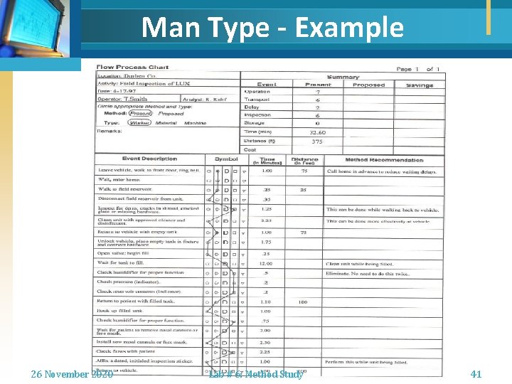 Man Type - Example 26 November 2020 Lab # 6: Method Study 41 