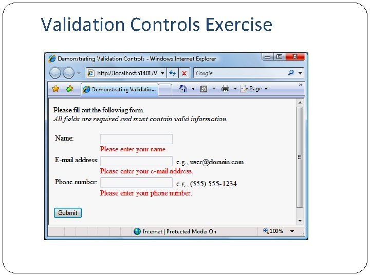 Validation Controls Exercise 