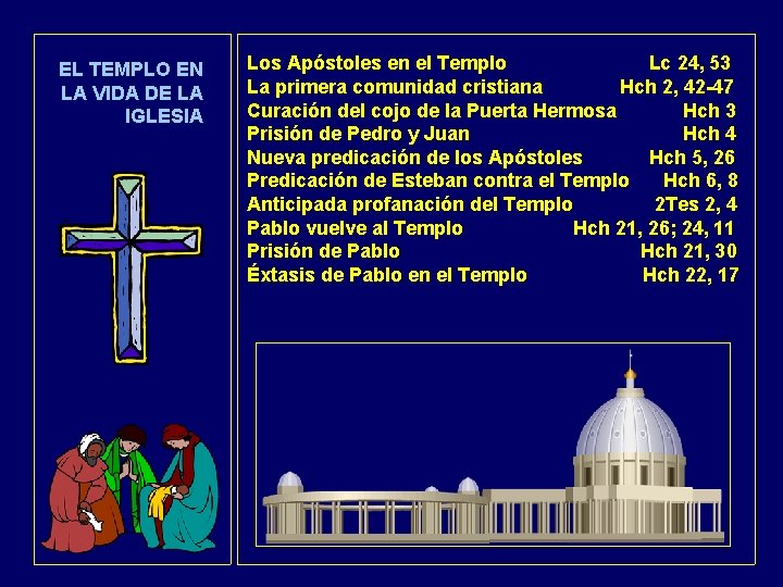 EL TEMPLO EN LA VIDA DE LA IGLESIA Los Apóstoles en el Templo Lc
