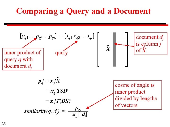 Comparing a Query and a Document [pq 1. . . pqj. . . pqt]