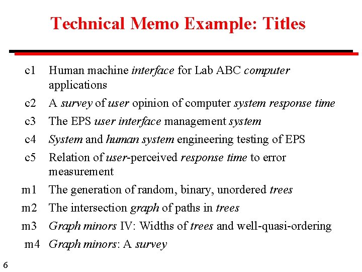 Technical Memo Example: Titles c 1 c 2 c 3 6 Human machine interface