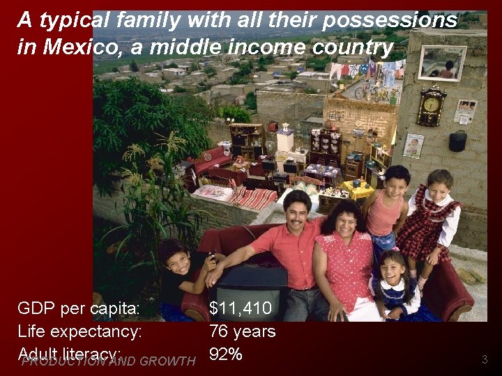 A typical family with all their possessions in Mexico, a middle income country GDP