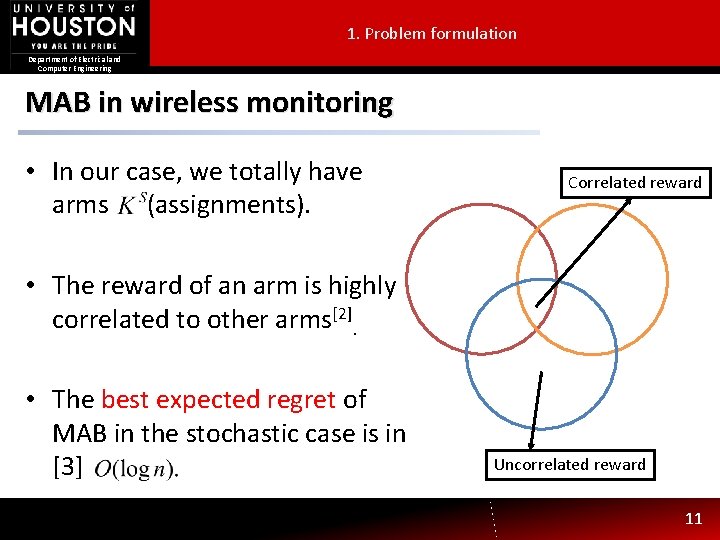 1. Problem formulation Department of Electrical and Computer Engineering MAB in wireless monitoring •