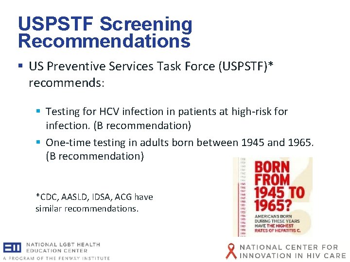 USPSTF Screening Recommendations § US Preventive Services Task Force (USPSTF)* recommends: § Testing for USPSTF Screening Recommendations § US Preventive Services Task Force (USPSTF)* recommends: § Testing for