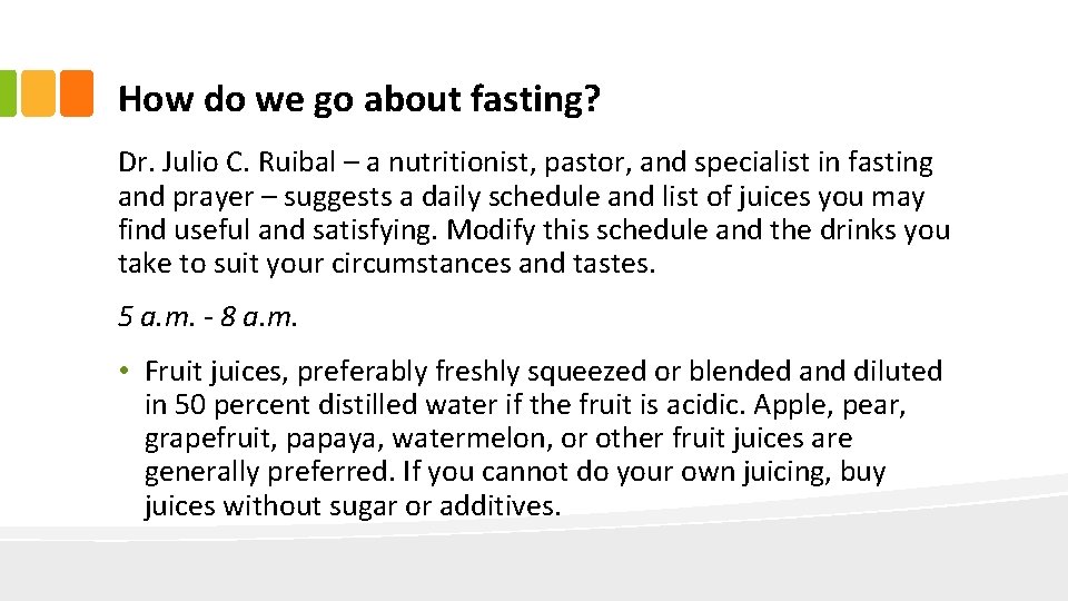 How do we go about fasting? Dr. Julio C. Ruibal – a nutritionist, pastor,