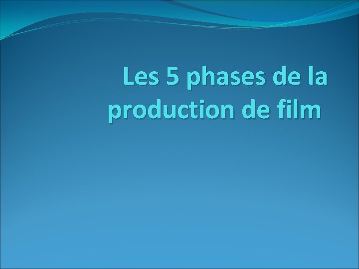 Les 5 phases de la production de film Les 5 phases de la production de film
