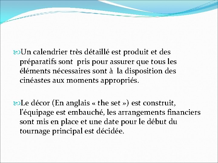 Un calendrier très détaillé est produit et des préparatifs sont pris pour assurer Un calendrier très détaillé est produit et des préparatifs sont pris pour assurer