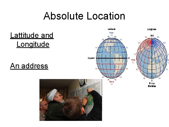 Absolute Location Lattitude and Longitude An address 