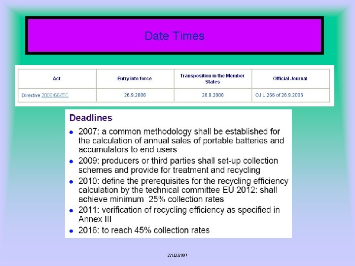 Date Times 22/12/2007 