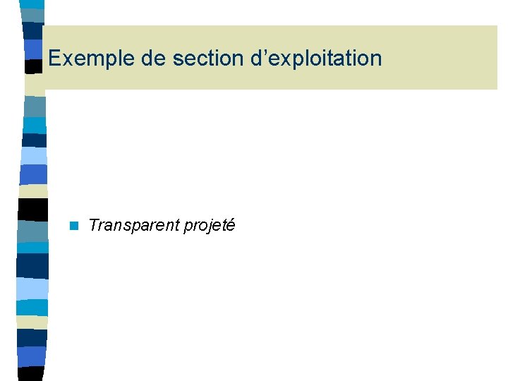 Exemple de section d’exploitation n Transparent projeté Exemple de section d’exploitation n Transparent projeté