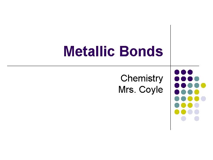 Metallic Bonds Chemistry Mrs. Coyle 