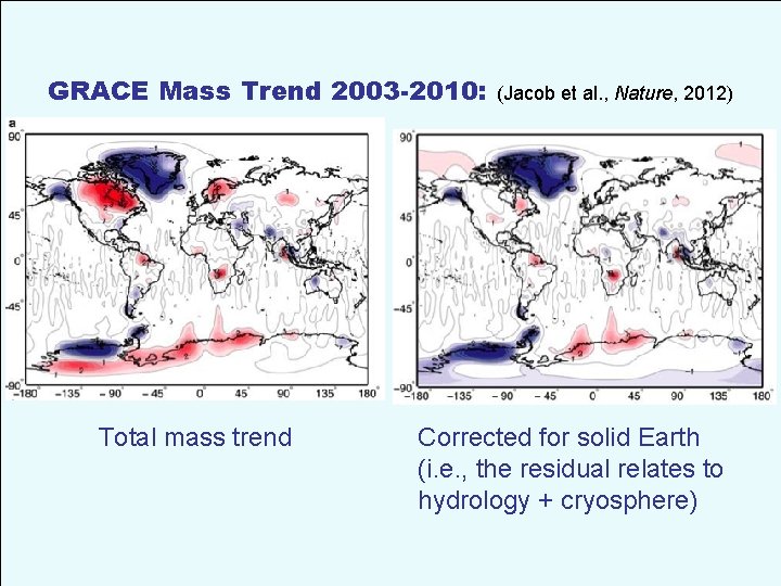 GRACE Mass Trend 2003 -2010: Total mass trend (Jacob et al. , Nature, 2012)