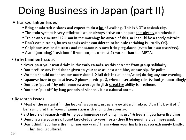 Doing Business in Japan (part II) • Transportation Issues • Bring comfortable shoes and Doing Business in Japan (part II) • Transportation Issues • Bring comfortable shoes and