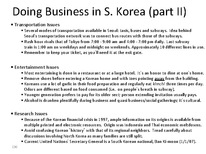 Doing Business in S. Korea (part II) • Transportation Issues • Several modes of Doing Business in S. Korea (part II) • Transportation Issues • Several modes of
