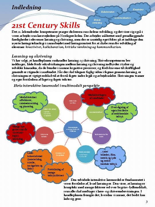 Indledning Kreativitet Kollaboration 21 st Century Skills Kritisk tænkning Kommunikation Det 21. århundredes kompetencer