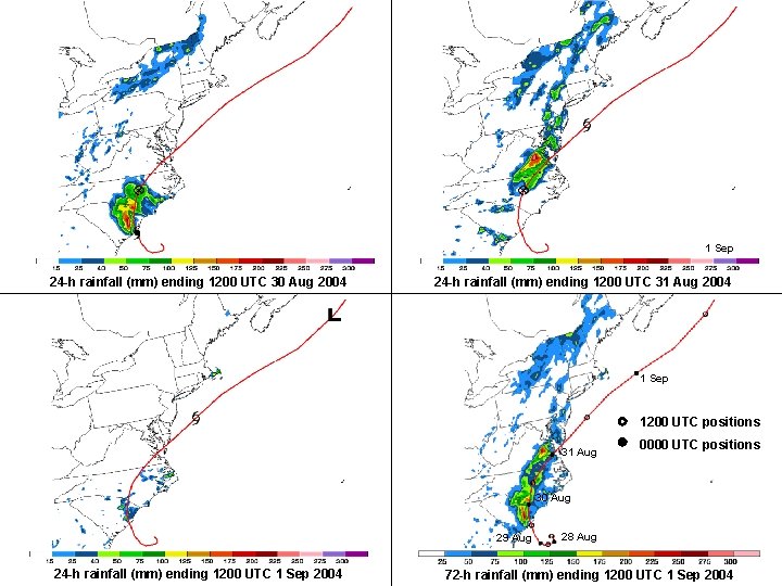 1 Sep 24 -h rainfall (mm) ending 1200 UTC 30 Aug 2004 24 -h