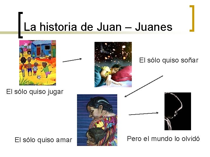 La historia de Juan – Juanes El sólo quiso soñar El sólo quiso jugar