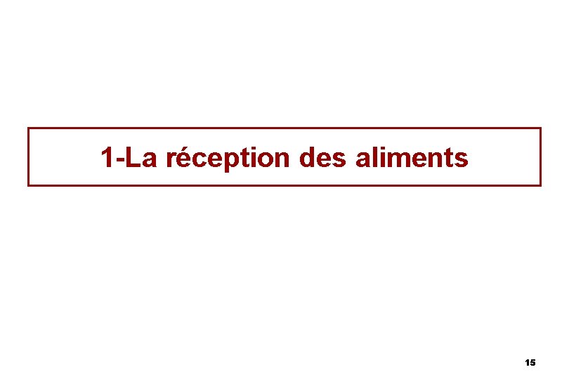 1 -La réception des aliments 15 