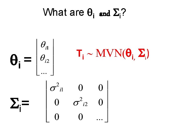 What are qi and Si? qi = S i= Ti ~ MVN(qi, Si) 
