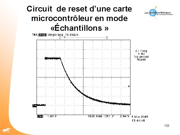 Circuit de reset d’une carte microcontrôleur en mode «Échantillons » 103 